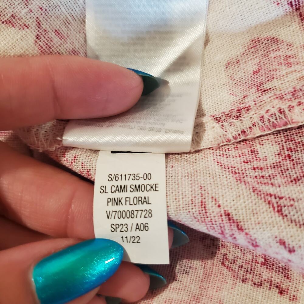 Old Navy Cami Smocked Tiered Floral Linen Blend Maxi Dress Size L Pockets Summer - Picture 10 of 13